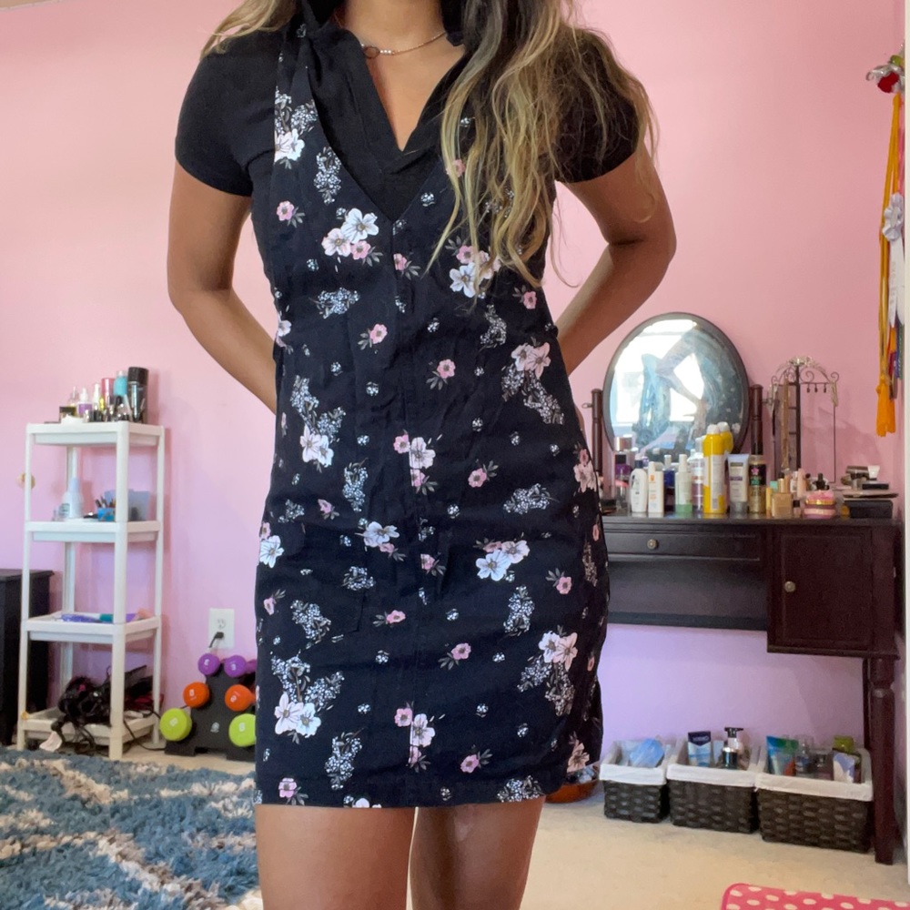 Black floral overall dress